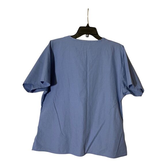 WonderWink 6016 Women's Large Ceil Blue Origins Bravo V-Neck Scrub Top EUC - Picture 2 of 7